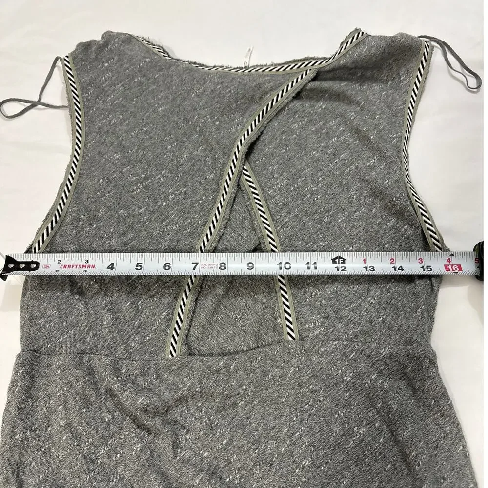 NWT Free People Women’s Large Sabrina Maxi Dress Grey Cotton Slit Beachy Boho